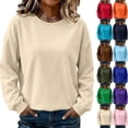 thumbnail image 1 of Zorvxlyn Womens Fleece Sweatshirt Winter Warm Long Sleeve Crewneck Sweatshirts Women Oversized Streetwear Tshirts Shirts for Women, 1 of 6
