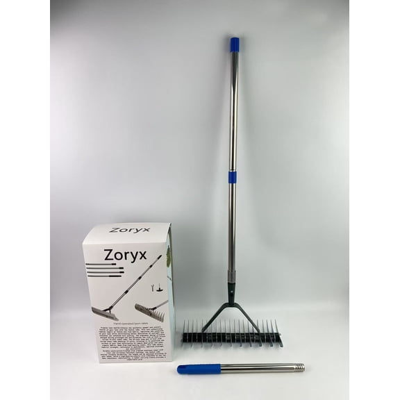 Zoryx Hand-operated lawn rakes,Thatch Rake,Metal Rake for Removing Dead Grass,19 Nail Loose Soil Metal Rake,Stainless Steel Handle Metal Lawn Rake,Rock Lawn Rake