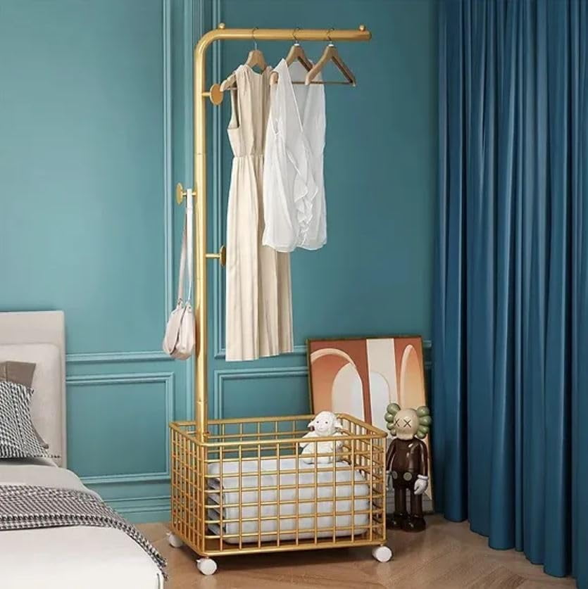 Zorzel Clothes Clothing Rack Rolling Garment Rack Laundry Cart with ...