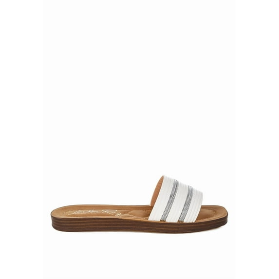 London Rag Zosaya Faux Zipper Detail Womens Slip Ons