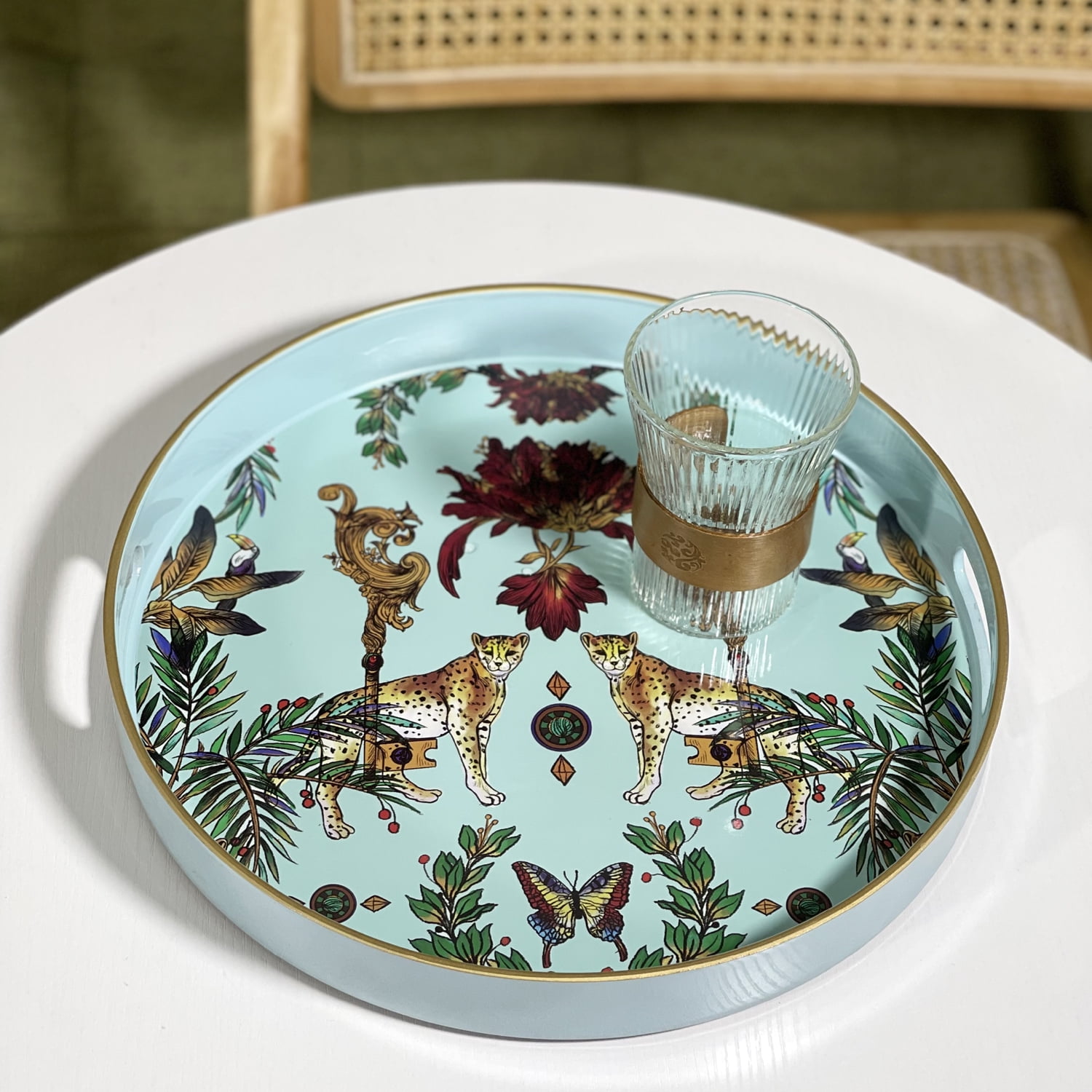 Zosenley Decorative Tray, Plastic Tray with Handles, Modern Vanity Tray and Serving Tray for