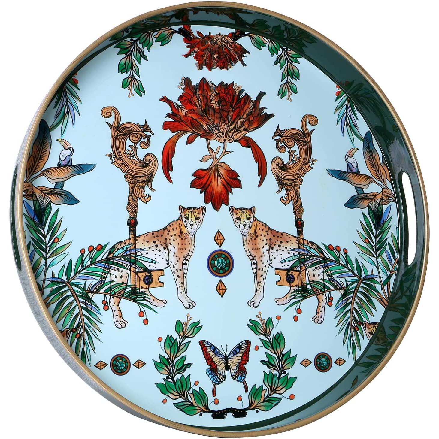 Zosenley Decorative Tray, Plastic Tray with Handles, Modern Vanity Tray and Serving Tray for