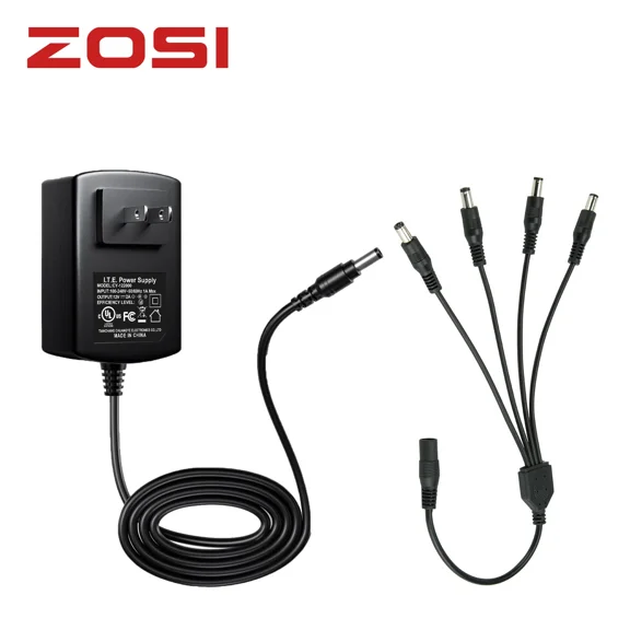 Zosi 12V 2A Power Supply Adapter Dc 1 To 4 Way Power Splitter Cable For Cameras