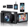 thumbnail image 1 of Zostuic 48MP 4K Digital Camera with 3'' Flip Screen & 16X Zoom - Autofocus Vlogging Camera, Includes 32GB SD Card & 2 Batteries (Black), 1 of 7