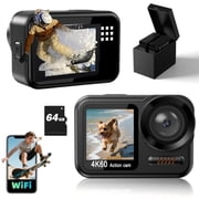 Zostuic 4K60FPS Action Camera with Touch Screen, 20MP 8X Zoom, 65FT Waterproof, EIS, Remote Control, 64GB Card   for Snorkeling & Vlogging