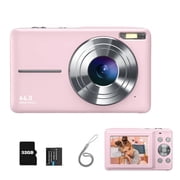 Zostuic Digital Camera, 4K 48MP Vlogging Camera with 32GB Card, 16X Zoom Anti-Shake, Compact Point and Shoot Camera for Teens Adults Beginners, 1 Batteries Included Pink