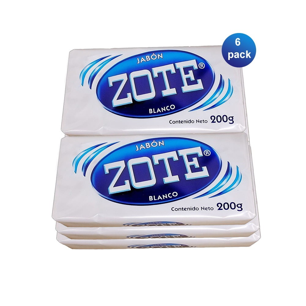Zote White Laundry Soap Washing Clothes 200g 7oz Bars Detergent Jabon Blanco (Pack of 6)