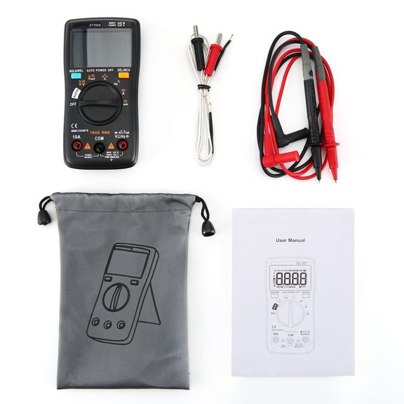 Zotec ZT102A Digital Multimeter, 6000 Counts Auto-Range, NCV Detection, Dual Mode, AC/DC Voltage Current Resistance Capacitance Frequency, ABS Case
