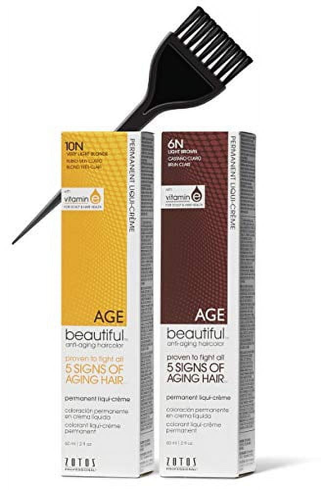 Zotos Age Beautiful AntiAging Haircolor, Permanent LiquiCreme Hair Color (w/Sleek Brush