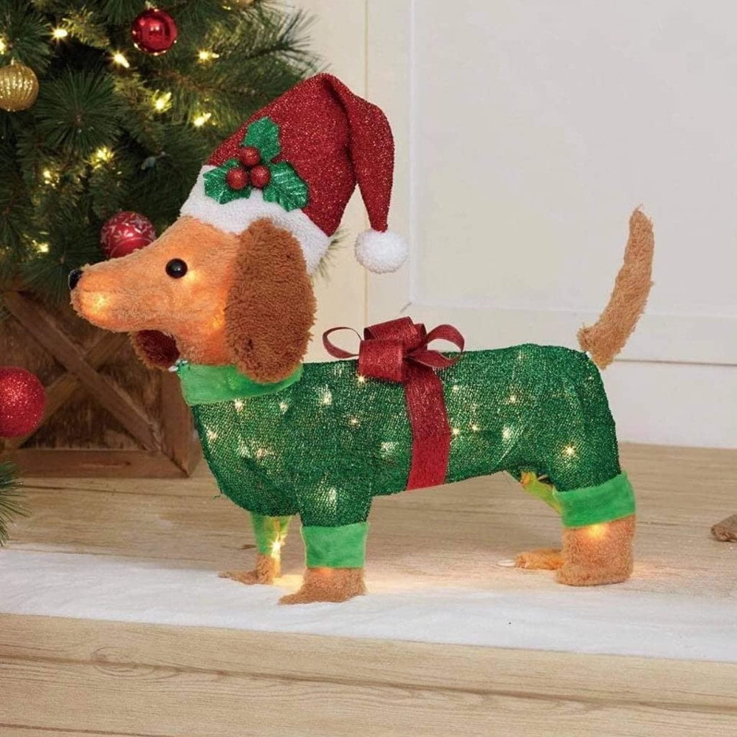 Zotrsuw 22 Inch Lighted Dachshund Wiener Dog Sculpture Decoration Pre