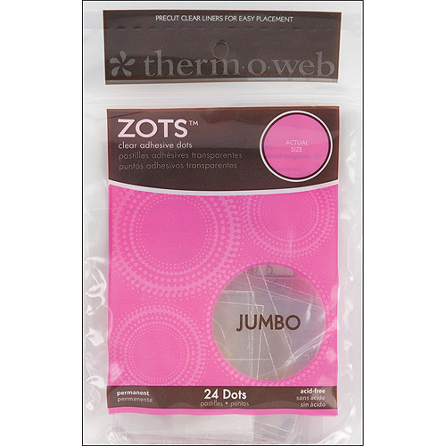 Zots Singles Permanent Clear Adhesive Dots, Jumbo, 1" x 1/32" Thick