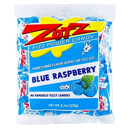 Zotz Fizzy Old Fashioned Hard Candy Fruit Flavored Blue Raspberry Candy, Individually Wrapped Hard Candy, From Italy Since 1970 (Bag 46 Units)