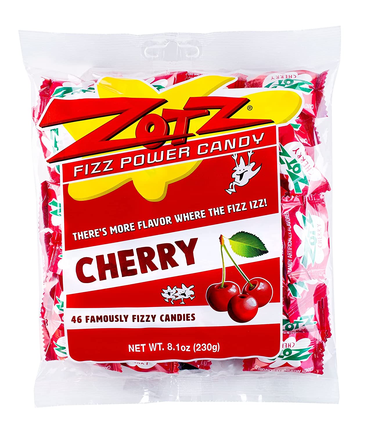 Zotz Fizz Power Candy Cherry Fruit Flavored Hard Candy with a Fizzy