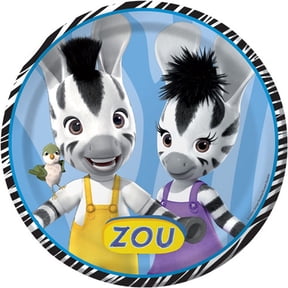 Zou Cartoon Zebra Bizou Elzee Kids Birthday Party 9" Paper Dinner Plates