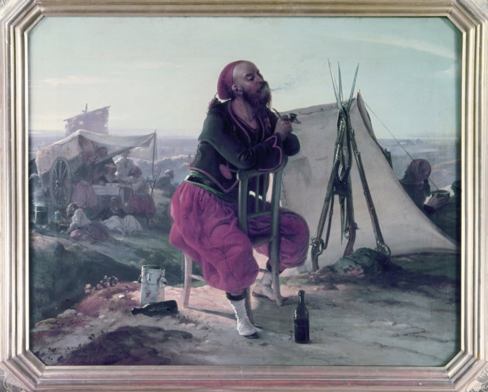 Zouave At A Bivouac (Zuavo Al Bivacco) Canvas Art - (24 x 18)