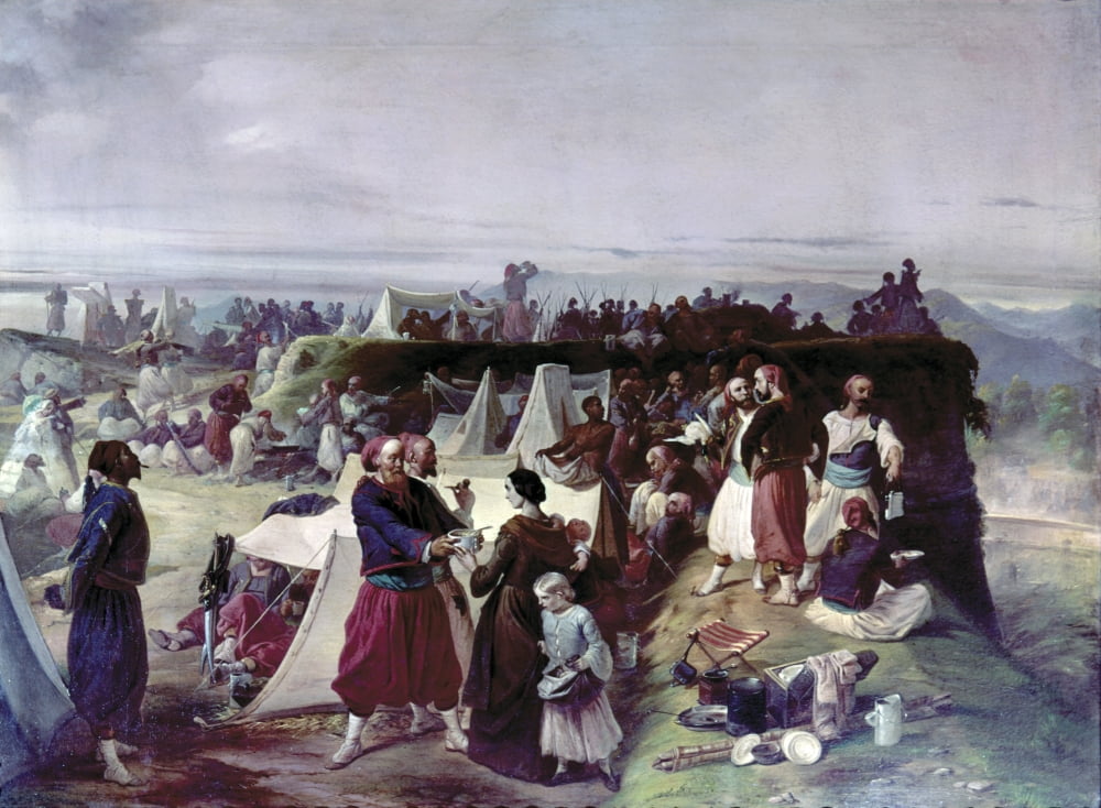 Zouaves Camp On The Sidelines Of Brescia (Accampamento Di Zuavi Sugli Spalti Di Brescia) Canvas Art - (24 x 18)