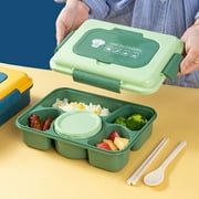 Zougou Lunch Box Kids,Bento Box Ult Lunch Box,Lunch Conta Ers For Ults/Kids/Toddler,1600Ml-5 Compartment Bento Lunch Box,Built- Reusable Spoon & Light Green