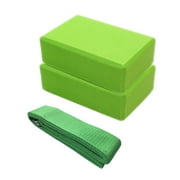 Zougou Yoga Block 2 Pack And D-Ring Yoga Strap Set High Density Eva Foam Yoga Brick Green