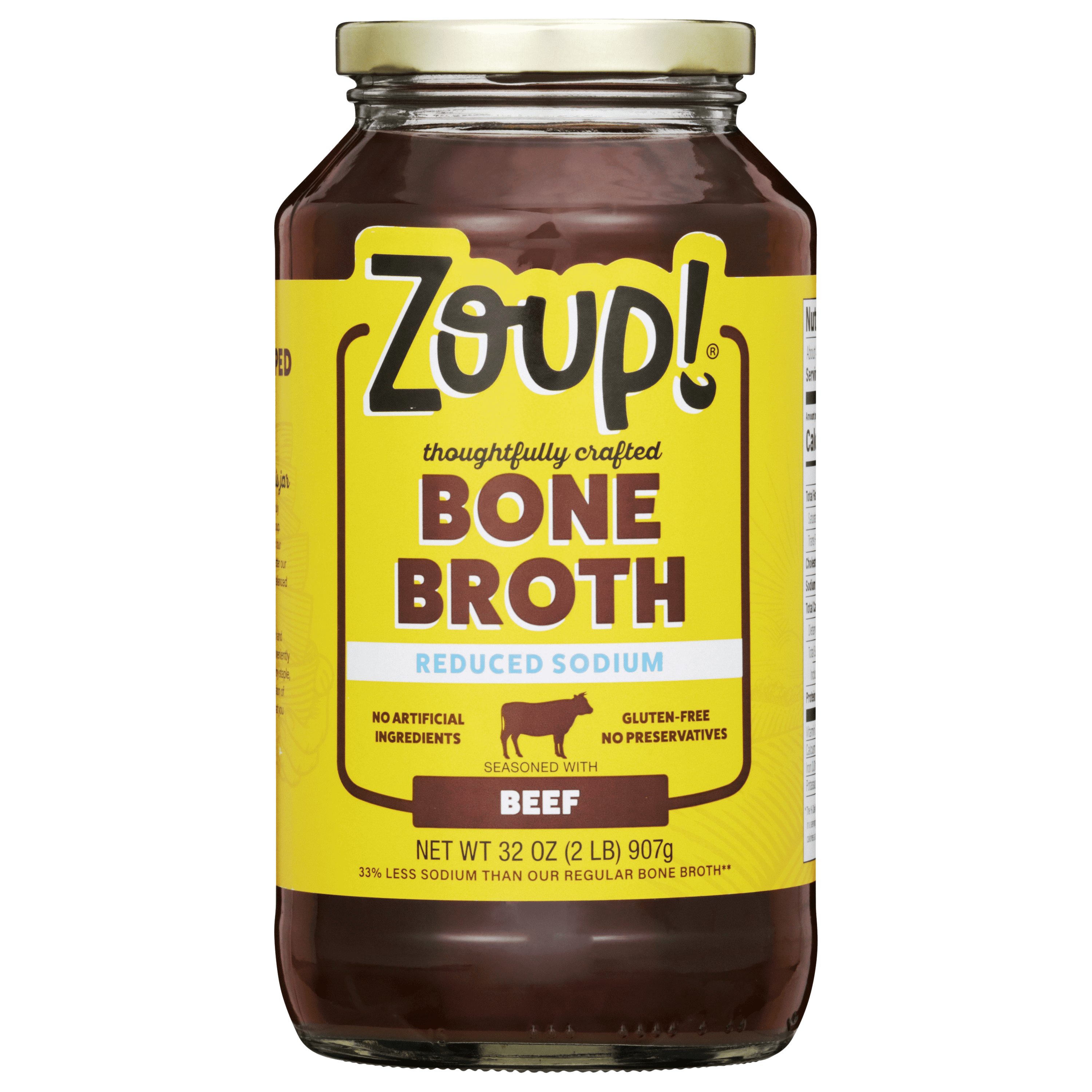 Zoup! Really Good Beef Bone Broth Reduced Sodium, Shelf-Stable, 32 oz