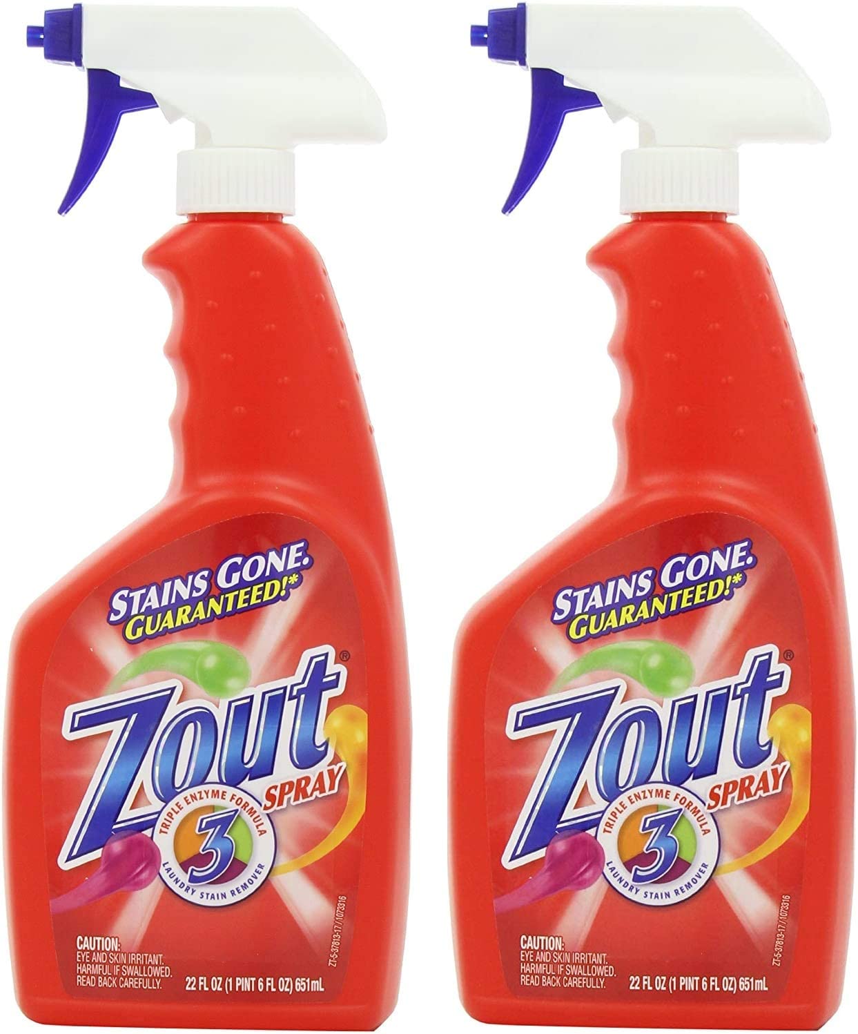 Zout Laundry Stain Remover Spray, Triple Enzyme Formula, 22 Ounce (Pack
