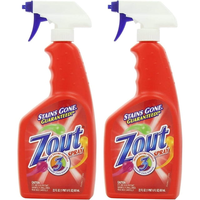 Zout Laundry Stain Remover Spray, Triple Enzyme Formula, 22 Ounce (Pack of 2)
