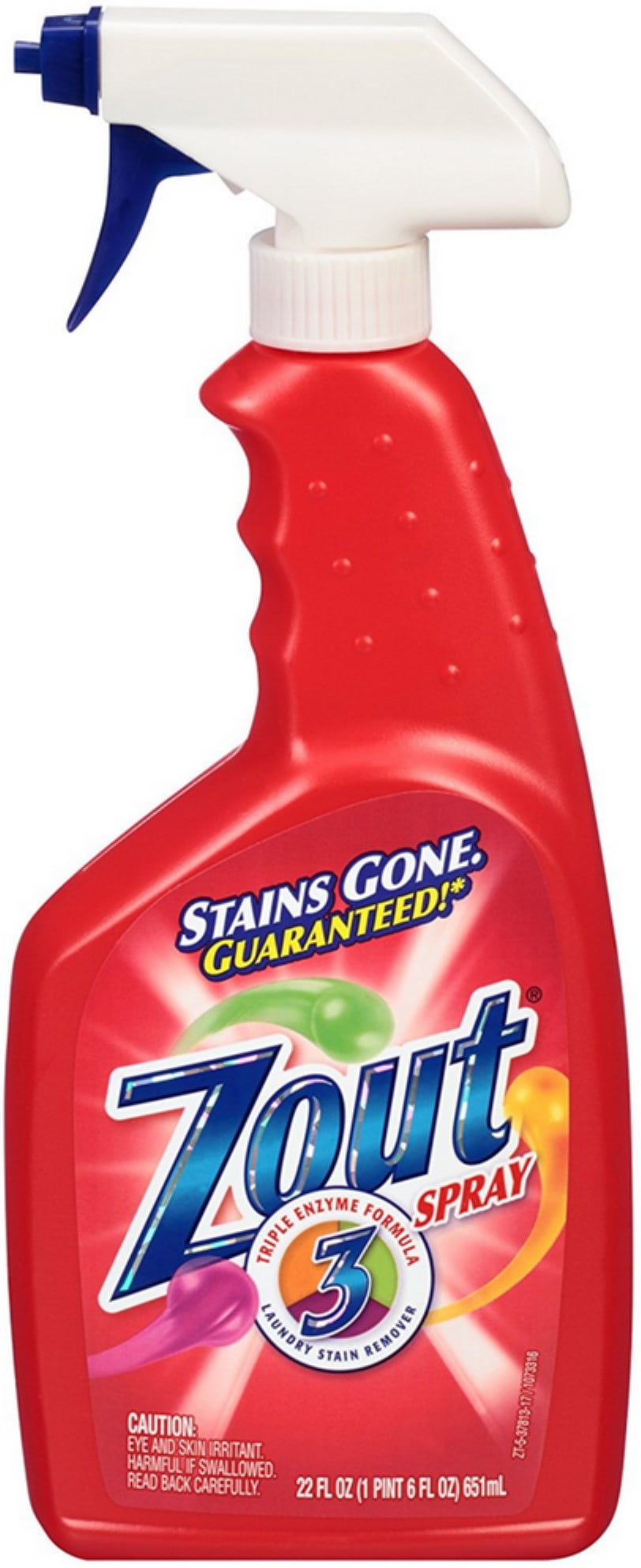 3 PACK Zout Laundry Stain Remover Triple Action. Spray 22 fl oz