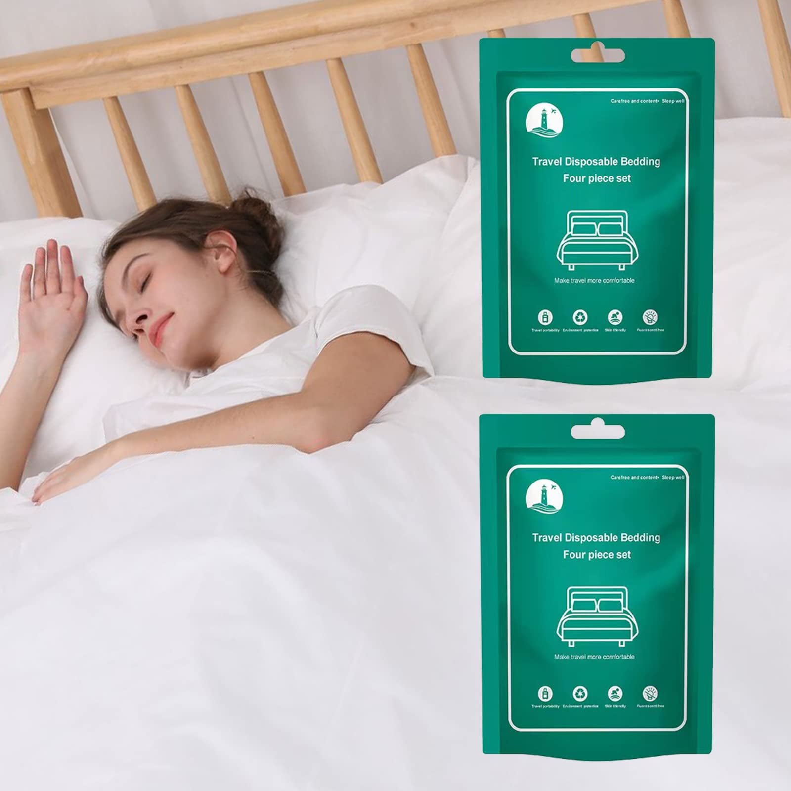 Zouyue 8 Piece Solid Print Non Woven Fabric Bed Sheets, Twin Disposable