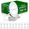 Zouzai 20 Pack 6 Inch UltraThin LED Recessed Ceiling Light with