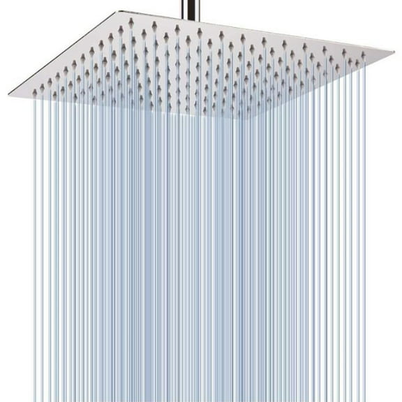 Zovajonia 12" Square Stainlese Steel High Flow Large Ultrathin Rainfall Shower head Chrome