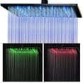 thumbnail image 1 of Zovajonia 16" Matte Black LED Shower Head Square Rainfall High Pressure Overhead, 1 of 10