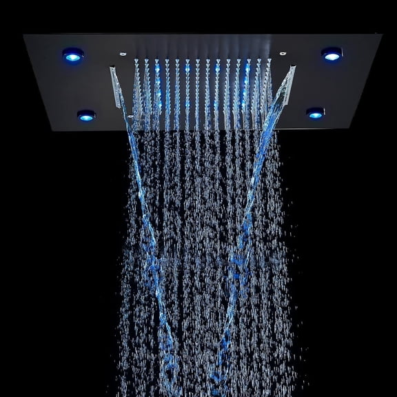 Zovajonia 20x14" Rain Shower Head with LED Color Changing, Ceiling Mount, Waterfall Rainfall High Pressure High Flow, Matte Black