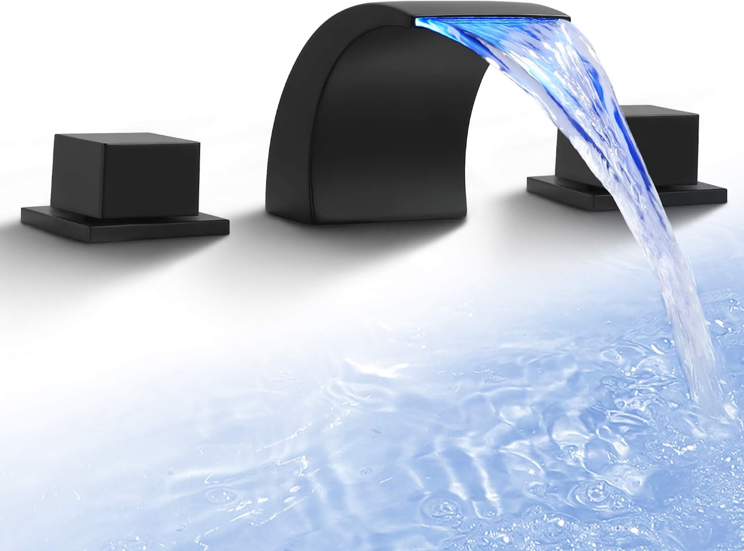 Zovajonia Modern Bathroom Faucet, 3 Hole Matte Black Dual Handle with ...