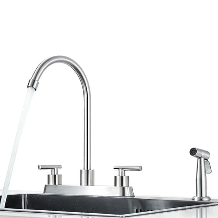 Zovajonia 8" Centerset Two Handle Kitchen Faucets with Side Sprayer, Brushed Nickel High Arc 360°Rotating Spout Kitchen Sink Faucet with Supply Lines
