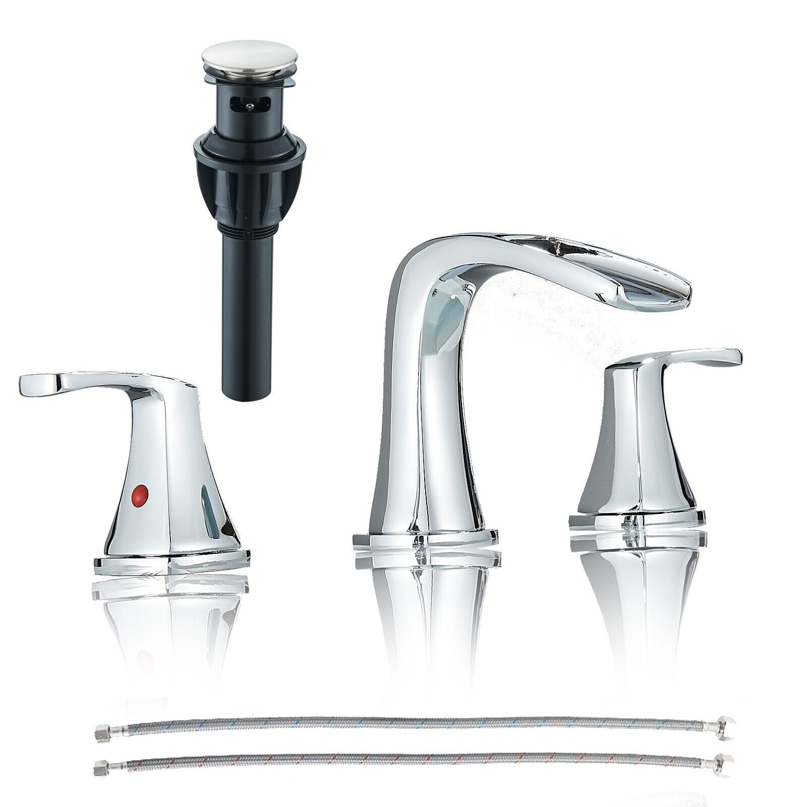 Zovajonia 3 Hole Bathroom Faucet, Bronze Vanity Basin, 8 Inch High Arc ...