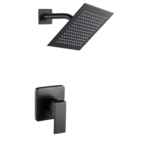 Zovajonia Bathroom Matte Black Shower Faucet Set 8 Inch Rain shower Head Single Handle Shower Trim Kit with Rough-in Valve