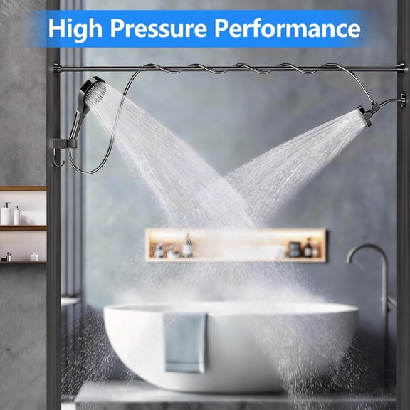 Zovajonia Black Dual Shower Head with HandheldHigh Pressure Adjustable Two Showerhead System with 3 Flow Settings for Two People