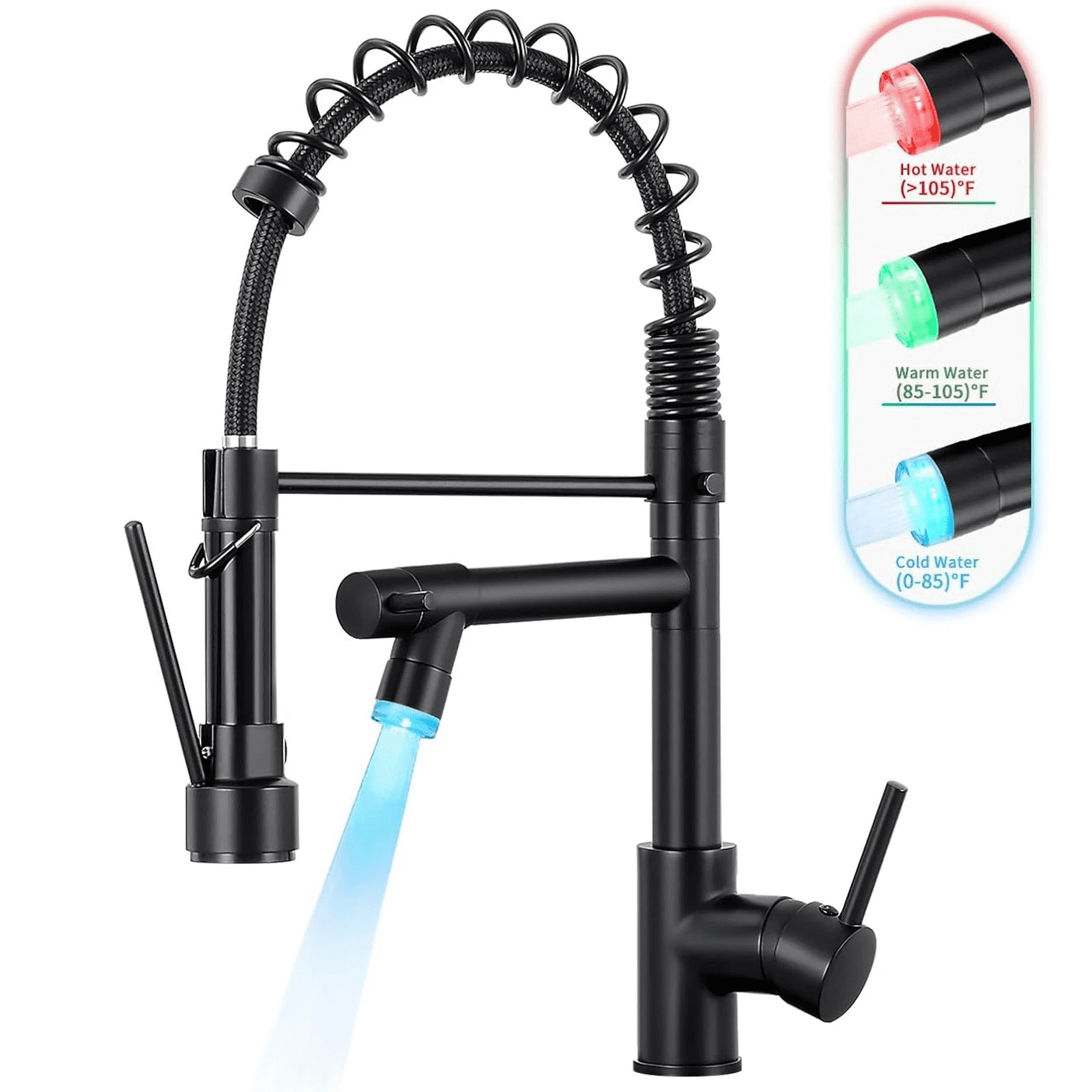 Zovajonia Black Kitchen Faucet with Pull Down Sprayer, Mordern ...