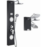 Zovajonia Black Shower Panel with Adjustable Shower Head, 2 Body Jets, 3-Setting Handheld, Multi-Function Shower Column with Temperature Display