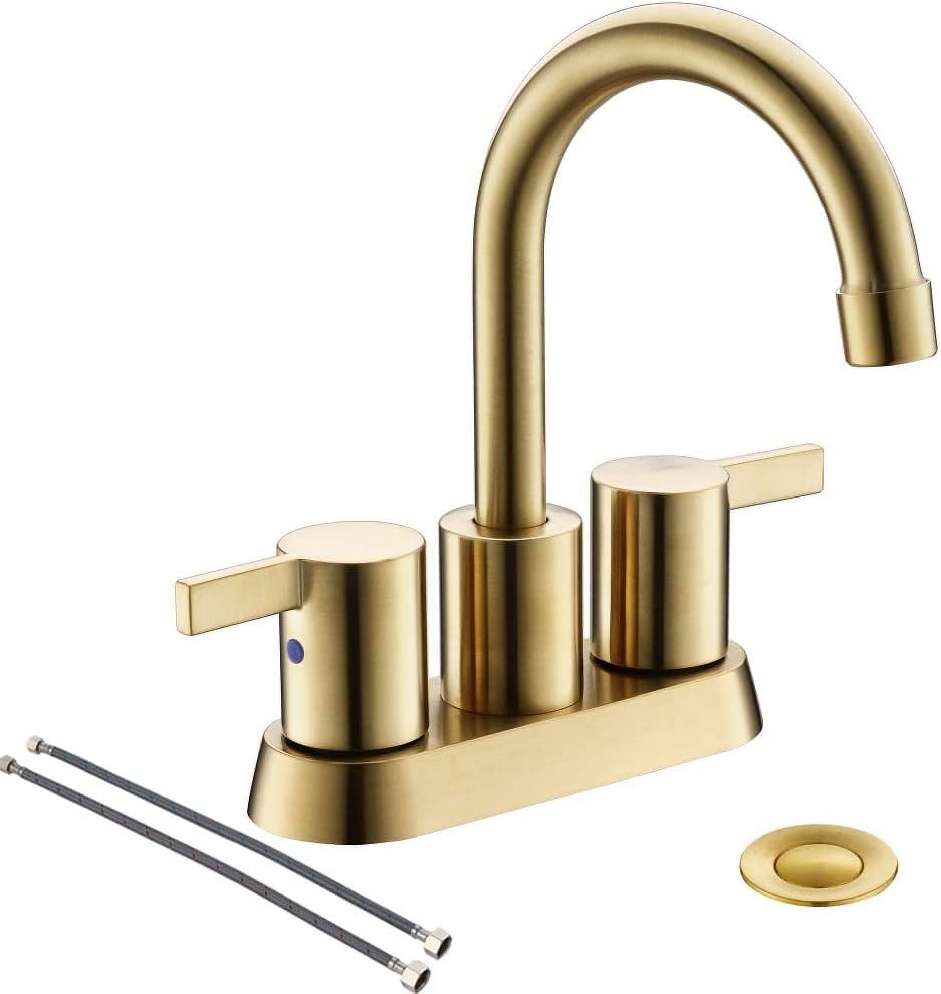 Zovajonia Brushed Gold 4 Inch 2 Handle Centerset LeadFree Bathroom
