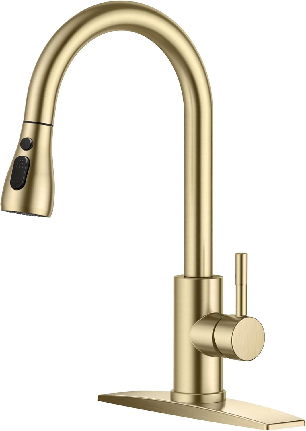 Zovajonia Brushed Gold Kitchen Faucet with Pull Down Sprayer, High Arc Single Handle Stainless Steel Kitchen Sink Faucet with Deck Plate
