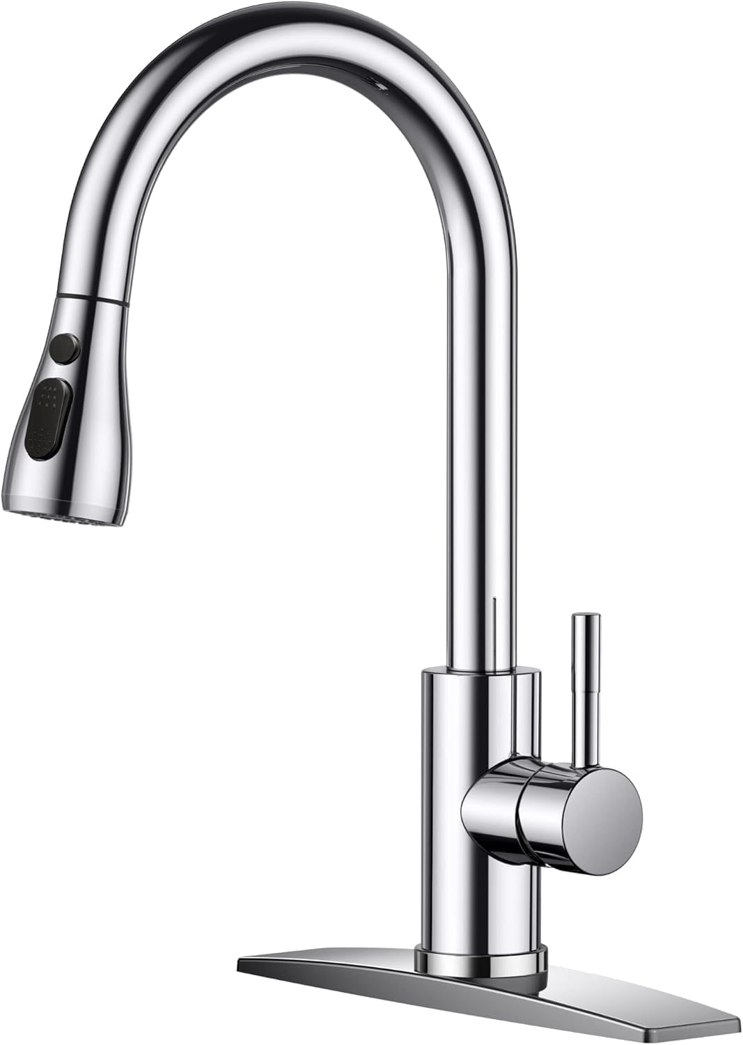 Zovajonia Stainless Steel Kitchen Faucet with Pull Down Sprayer Chrome, High Arc Single Handle Kitchen Sink Faucet with Deck Plate