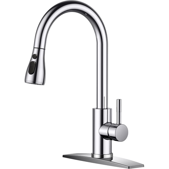 Zovajonia Stainless Steel Kitchen Faucet with Pull Down Sprayer Chrome, High Arc Single Handle Kitchen Sink Faucet with Deck Plate