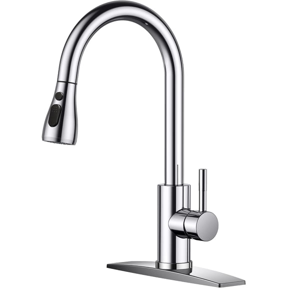 Zovajonia Stainless Steel Kitchen Faucet with Pull Down Sprayer Chrome, High Arc Single Handle Kitchen Sink Faucet with Deck Plate