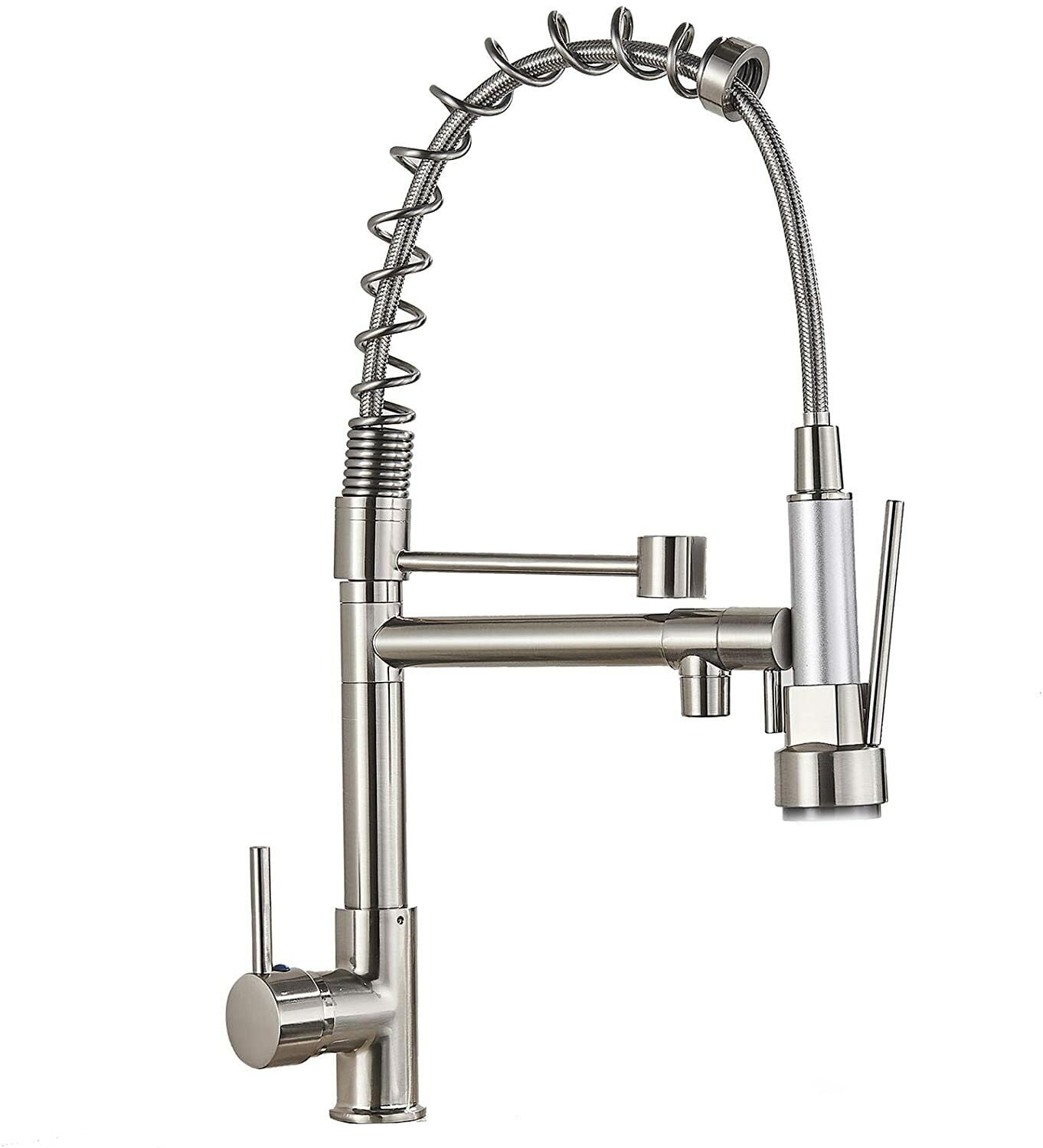 Zovajonia Commercial Kitchen Sink Faucet Brushed Nickel w/ Pull Down Sprayer Single Handle