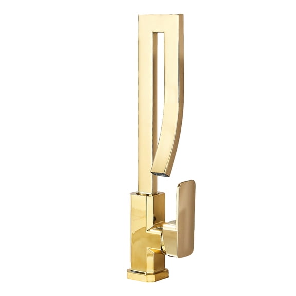 Zovajonia Gold Square Bathroom Faucet, Hot & Cold Deck Mount Sink Mixer, Metal-Reinforced Plastic Body