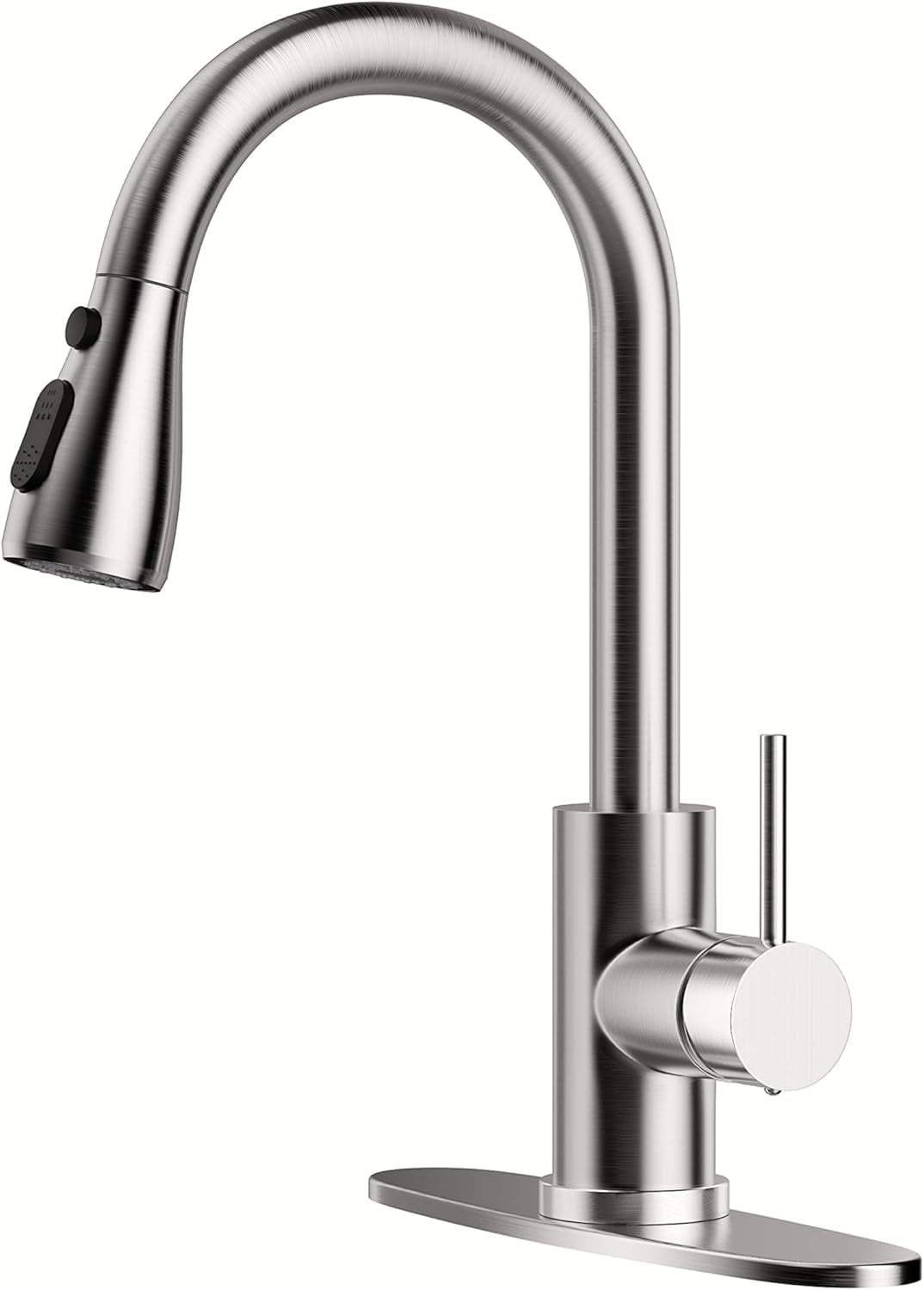 Zovajonia Modern Commercial Kitchen Faucet with Pull Down Sprayer Brushed Nickel, High Arc Single Handle Stainless Steel  Sink Faucet with Deck Plate