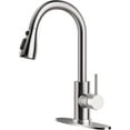 thumbnail image 1 of Zovajonia Modern Commercial Kitchen Faucet with Pull Down Sprayer Brushed Nickel, High Arc Single Handle Stainless Steel  Sink Faucet with Deck Plate, 1 of 12