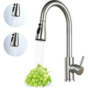 Zovajonia Kitchen Faucet with Pull Down Sprayer, High Arc Brushed Nickel Single Handle Kitchen Sink Faucet, 3 ModeStream/Spray/Pause, 360  Swivel