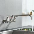 thumbnail image 1 of Zovajonia Kitchen Sink Faucet 2 Handle Brushed Nickel Wall Mounted Swivel Sink Mixer Tap, 1 of 11