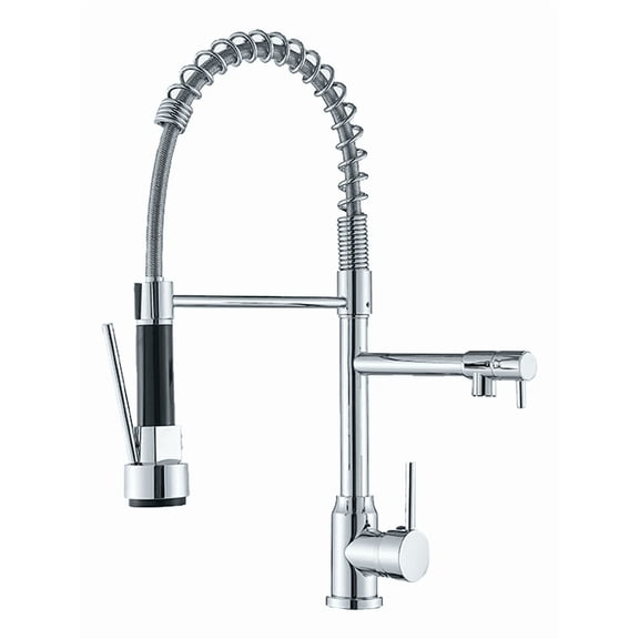 Zovajonia Kitchen Sink Faucet with Pull Down Sprayer Single Handle High Arc Swivel Kitchen Faucet 2 Function Sprayer& Double-Headed Chrome